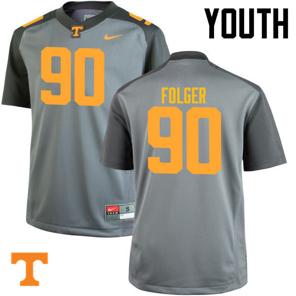 Youth #90 Charles Folger Tennessee Volunteers College Football Jerseys-Gray